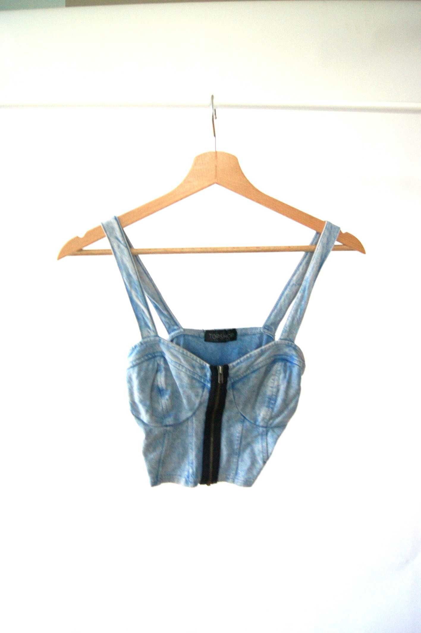 jeansowy dzinsowy bralet croptop bluzka na ramiączkach 36S gorset