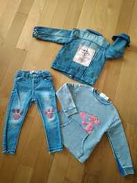 ZARA Poszukiwany komplet różowa Pantera roz 98.Jeans Bluza, spodnie