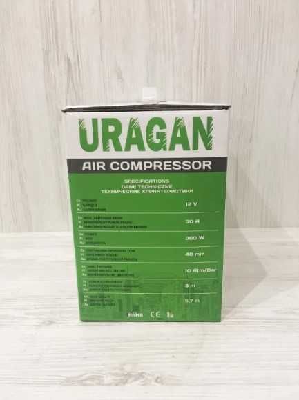 Автокомпресор двупоршневий uragan 90170 потужний насос компресор