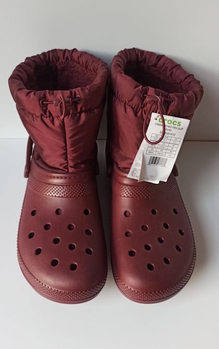 Nowe Crocs śniegowce ocieplane bordowe 45 46