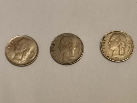 Moneta 1 frank 1951/55/73 Król Baldwin I (3sztuki)