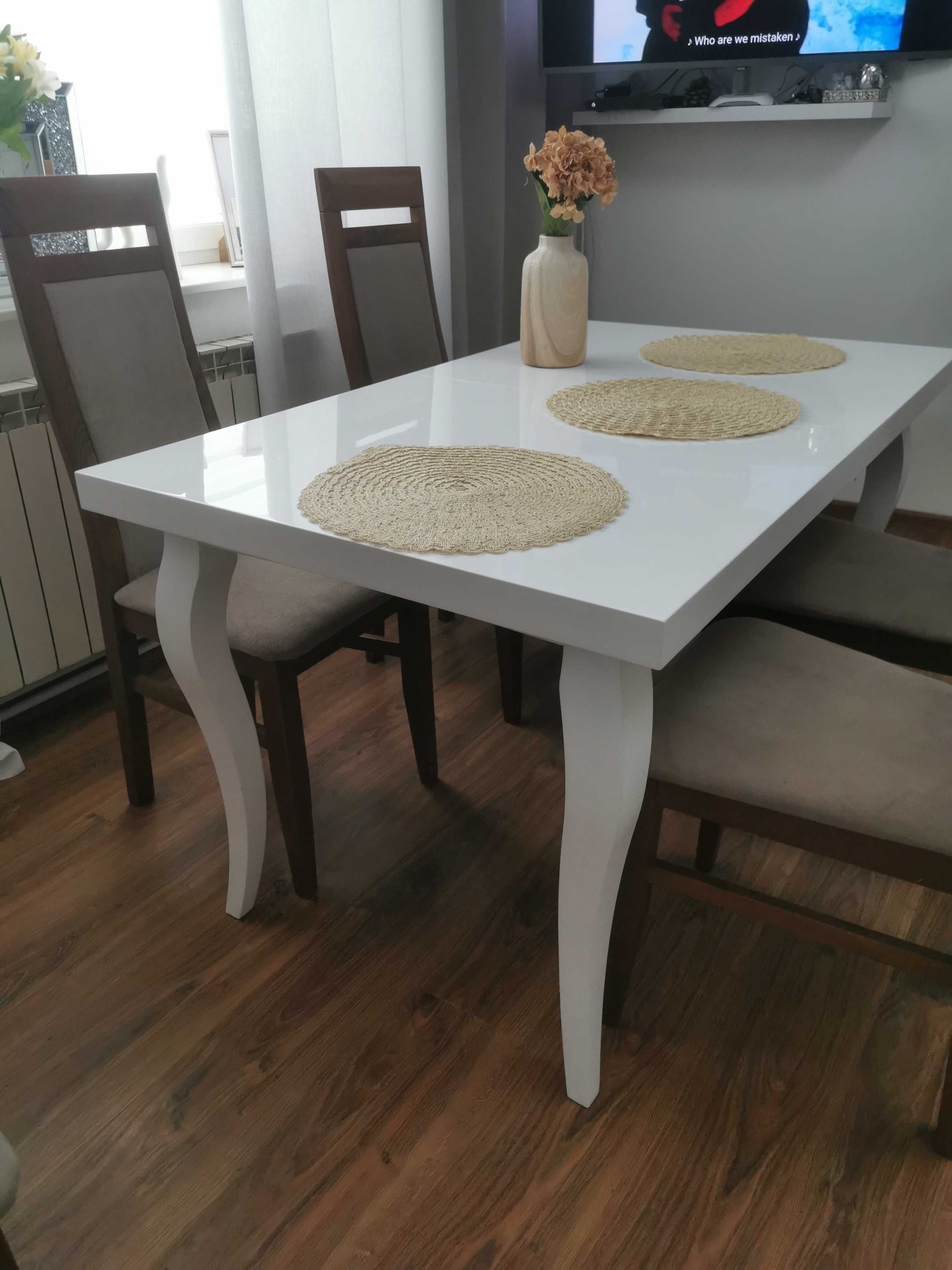 Stół glamour Biały połysk