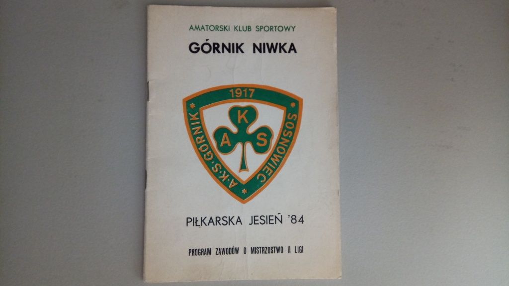 Program z sezonu 2 Ligi 1984r AKS Górnik Niwka Sosnowiec 1917, unikat