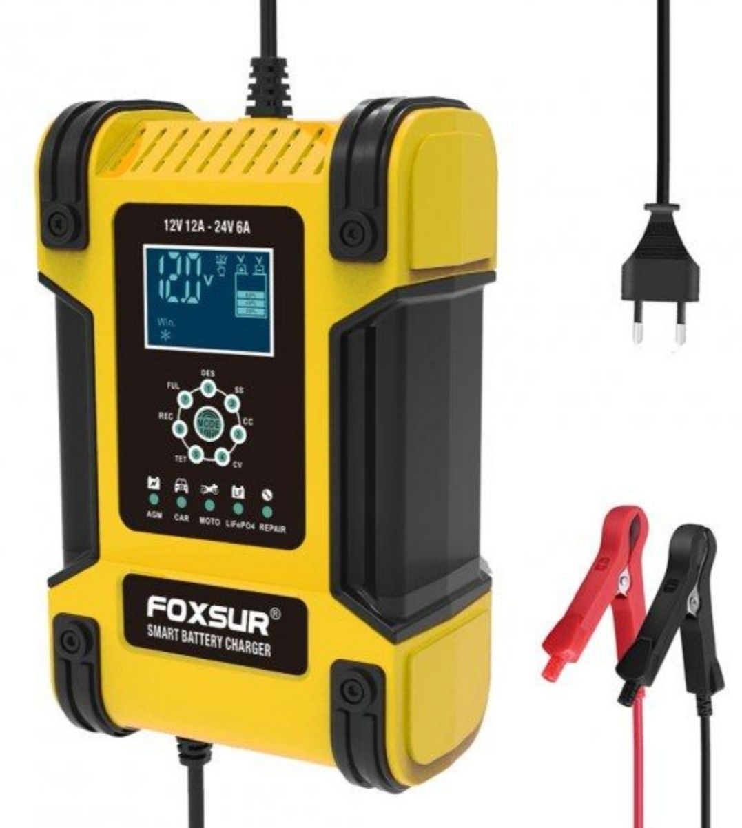 Автоматическое импульсное зарядное устройство Foxsur 12А (12-24 Вольт)