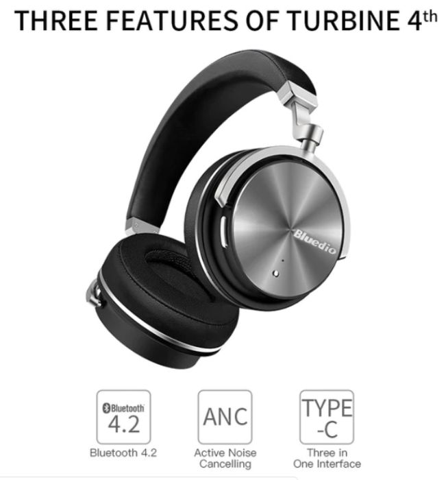 Original Bluedio T4 Turbine Headphone Bluetooth 4.2 fones de ouvido