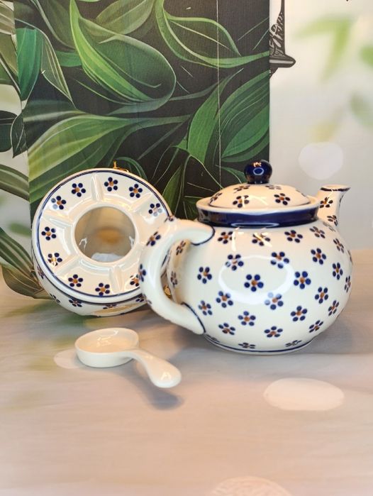 Imbryk ceramiczny Bolesławiec 1,5L + podgrzewacz Ceramika Bolesławiec
