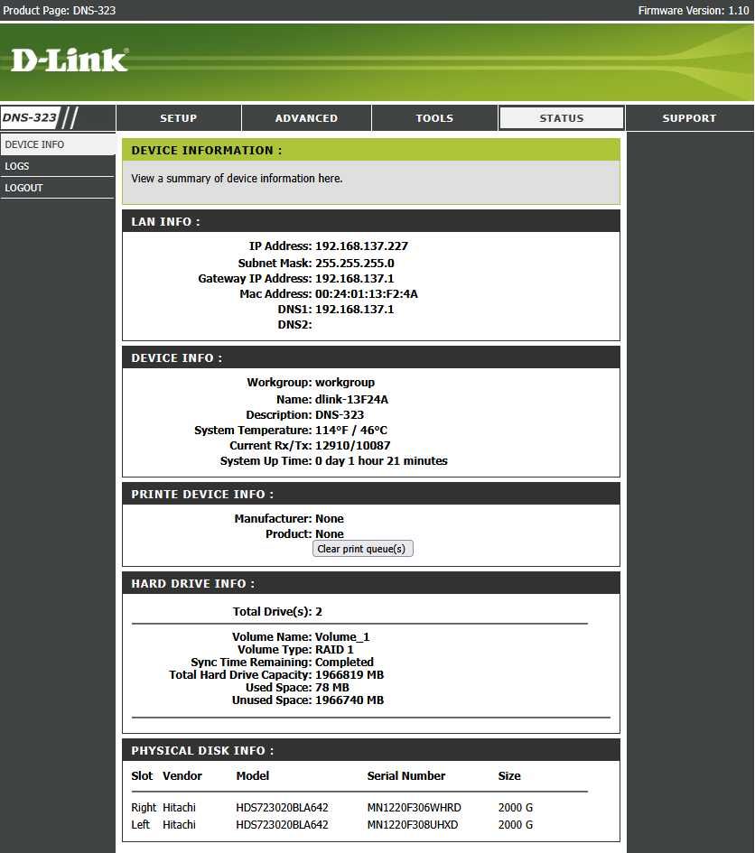 Serwer plików D-Link DNS-323 plus 2 dyski po 2 TB