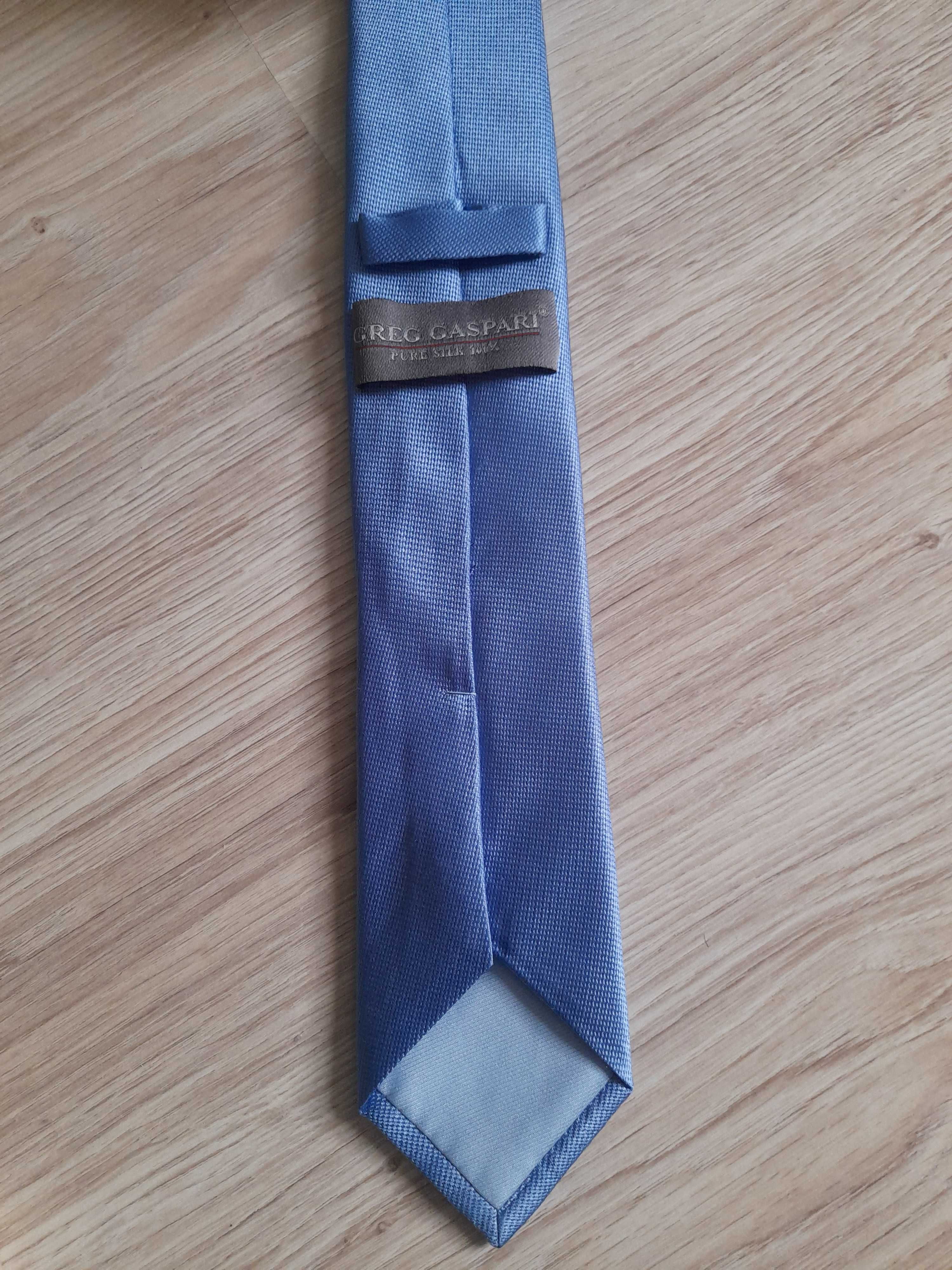 Krawat Greg Gaspari Jasno niebieski 100% jedwab