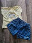 Komplet zestaw guess krotkie spodenki jeansowe t-shirt dzieciecy 12mi