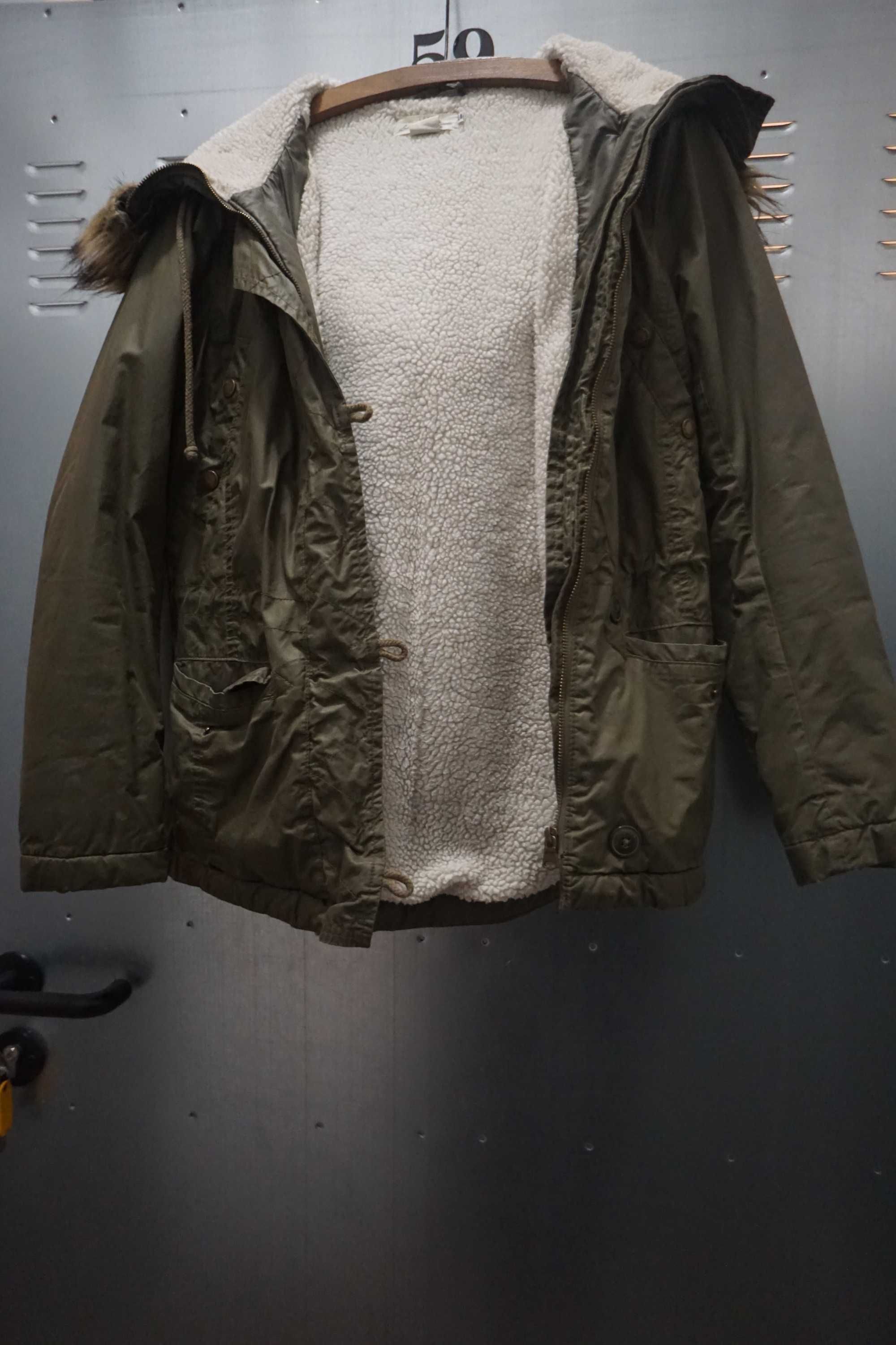 Ciepła  kurtka damska H&M khaki S 36