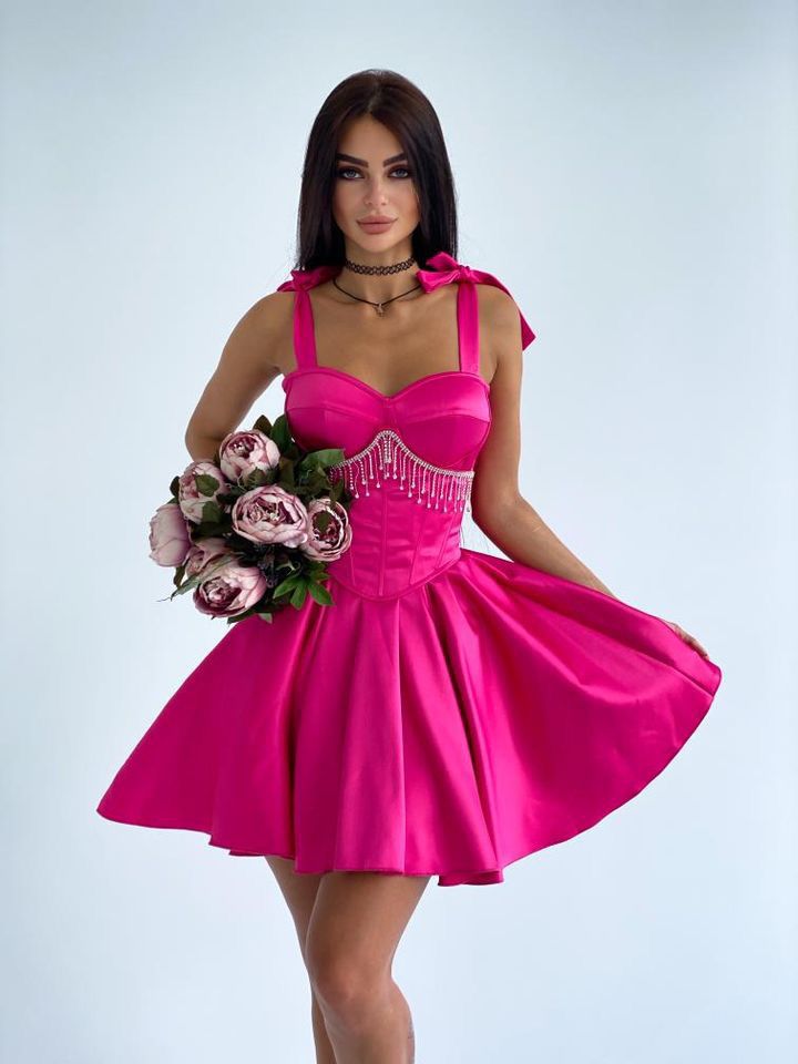 сукня  рожева з корсетом