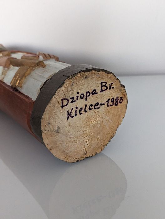 Rzeźba ludowa sygnowana Bronisław Dziopa Święty Piotr 1986 Kielce