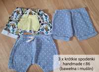 3 x krótkie spodenki handmade r.86