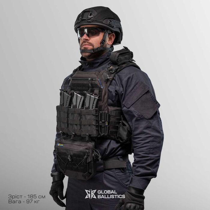 Комплект Шолом FAST Wendy + бронежилет 6 класу з підсумками Чорний