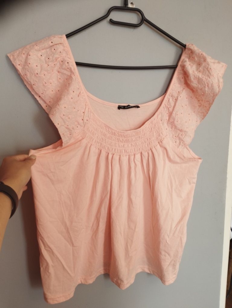Morelowa bluzka ażur Dunnes 44 46 bawełna
