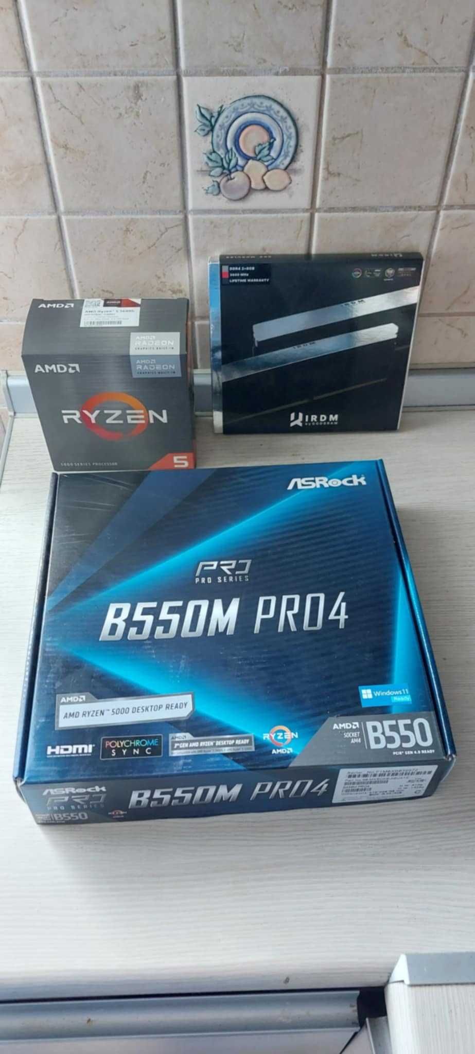 Ryzen 5600G + Asrock B550M Pro4 + 16 GB ddr4 Goodram irdm LED Box