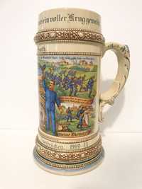 Militaria: Antiga caneca de cerveja de Regimento alemão de 1911