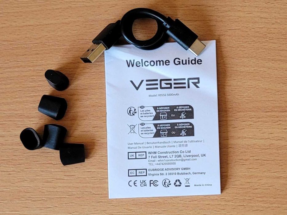 Powerbank 5000 mAh VEGER PlugOn PD 20W wbudowane złącze USB C lekki