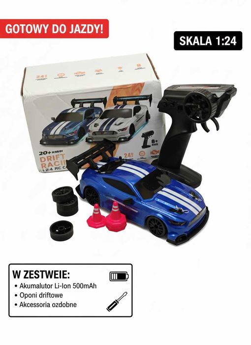 Zdalnie sterowany samochód RC drift 4WD – Mustang GT