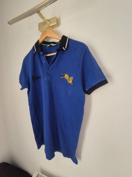 Koszulka tshirt męski niebieski bawełna cotton z kołnierzykiem  Kenzo