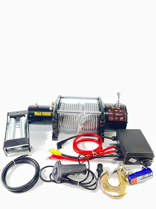 Електрична лебідка 26000 lb / 11793 кг 12V промислова, сталевий трос