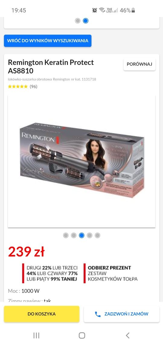 REMINGTON Keratin Protect lokówko-suszarka jak NOWA!
