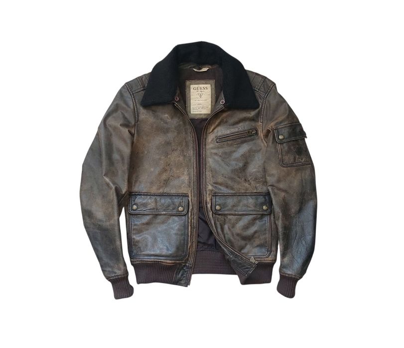 Guess nowa kurtka pilotka skórzana męska r. M