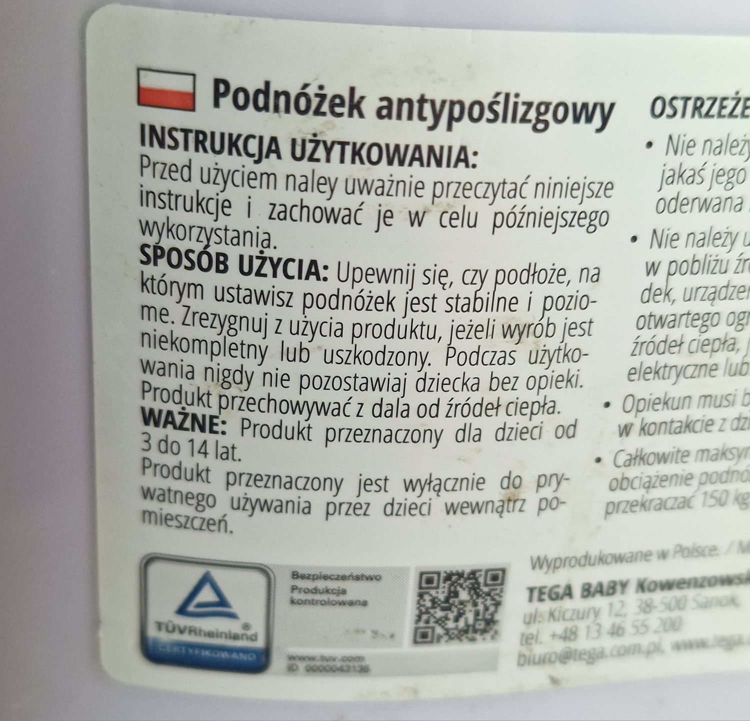 Podnóżek antypoślizgowy dla dzieci