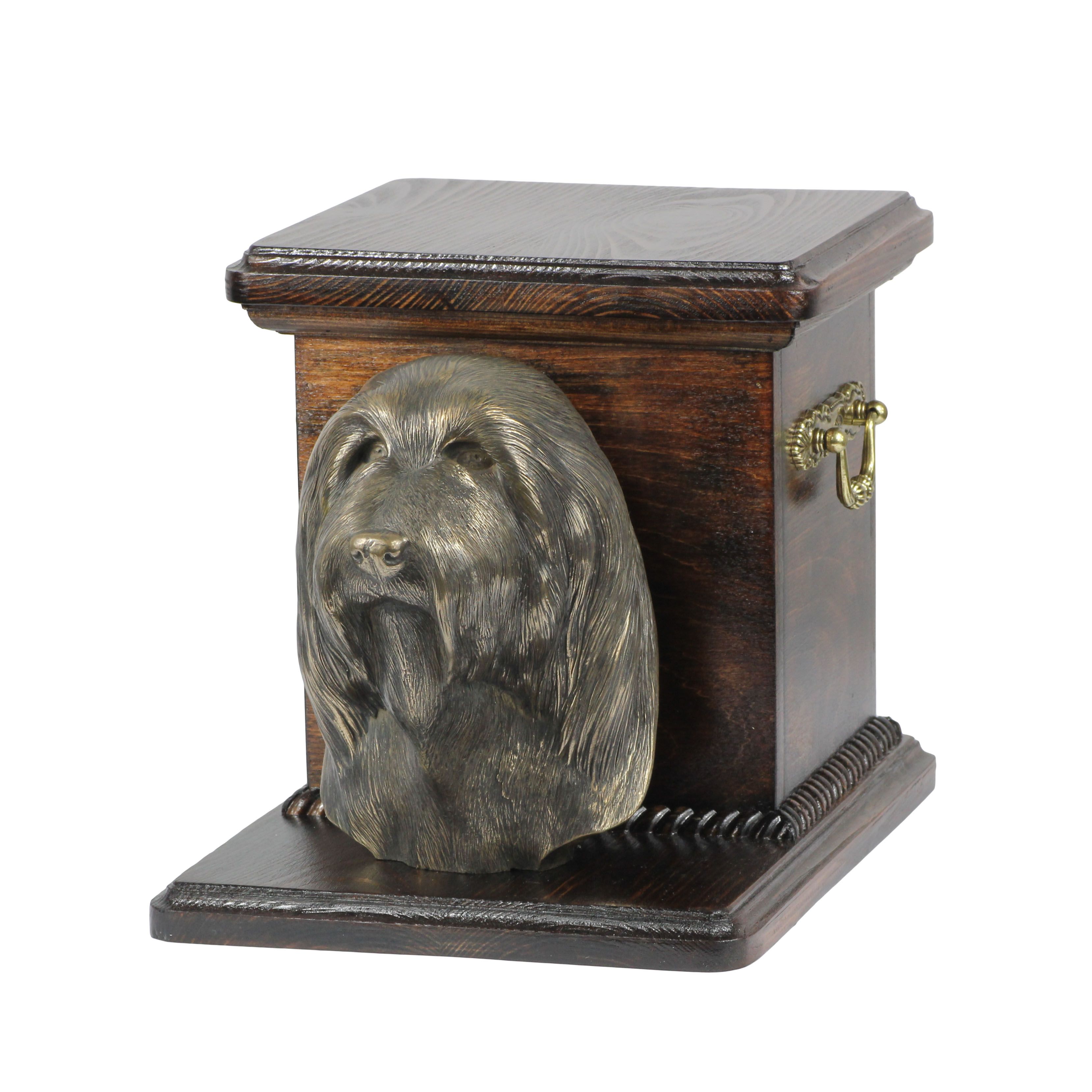 Bearded Collie urna wykonana z drewna z psem Art-Dog