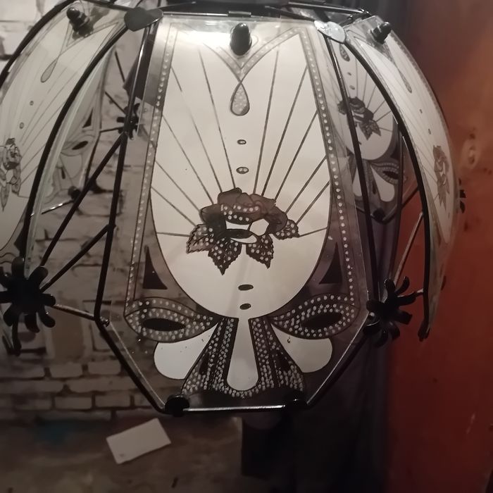 szklany żyrandol stary prl e27