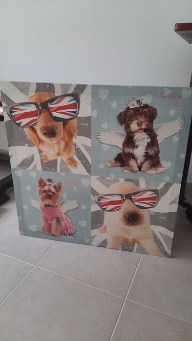 Quadro de criança com Cães