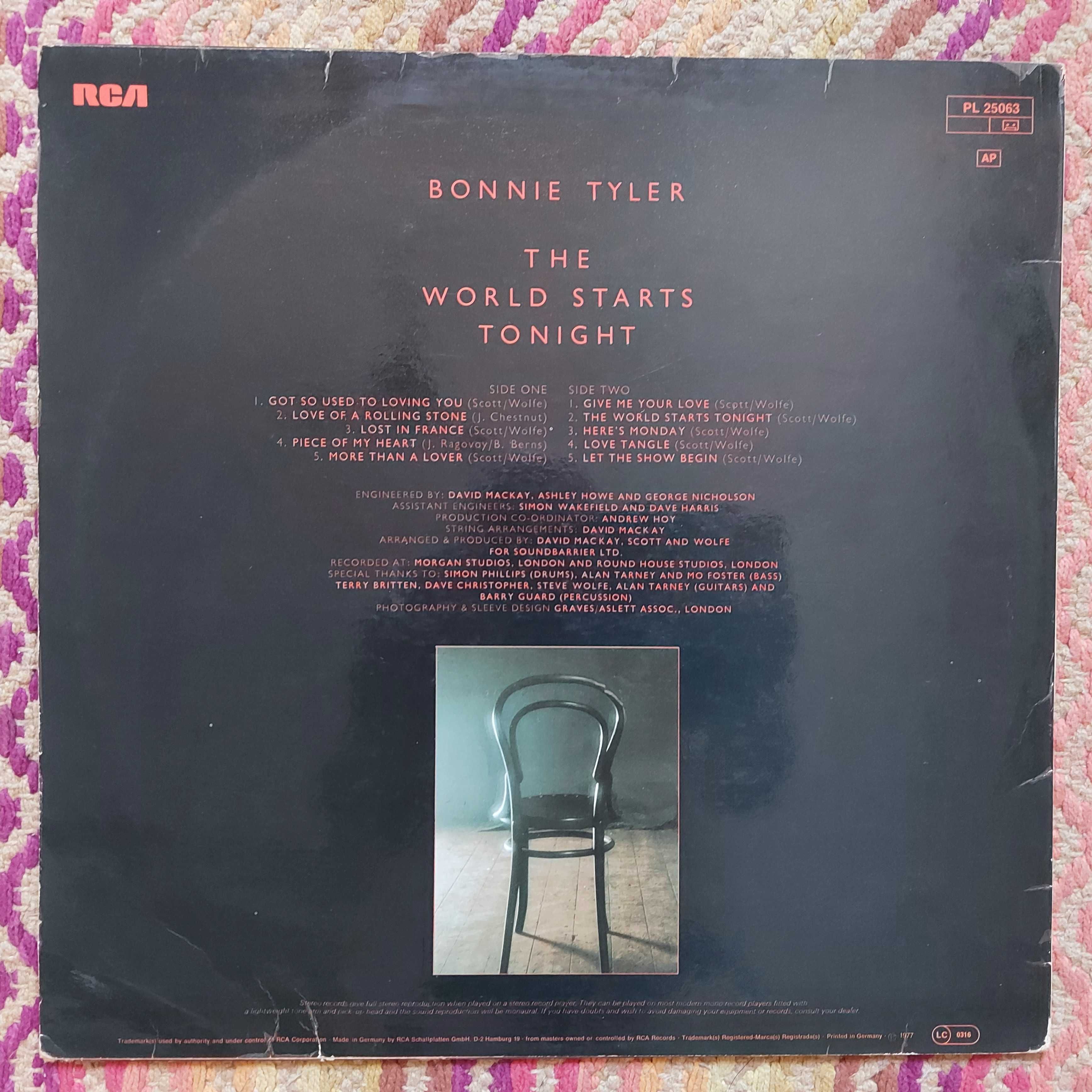 Bonnie Tyler The World Starts Tonight  1977  Ger  (VG/VG+)