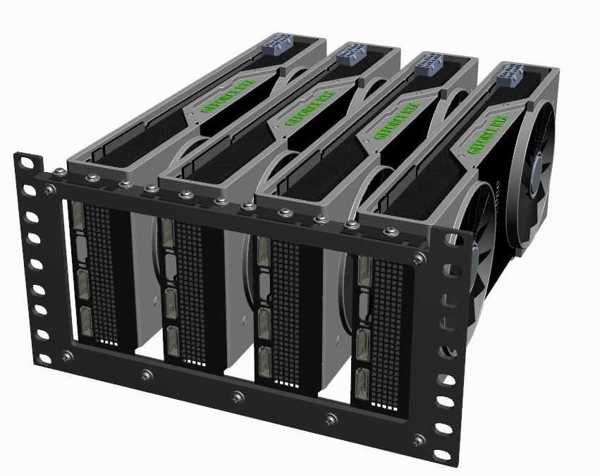R-CASE - GPU Holder 10". Ramka montażowa GPU do szafy rack 10 cali.