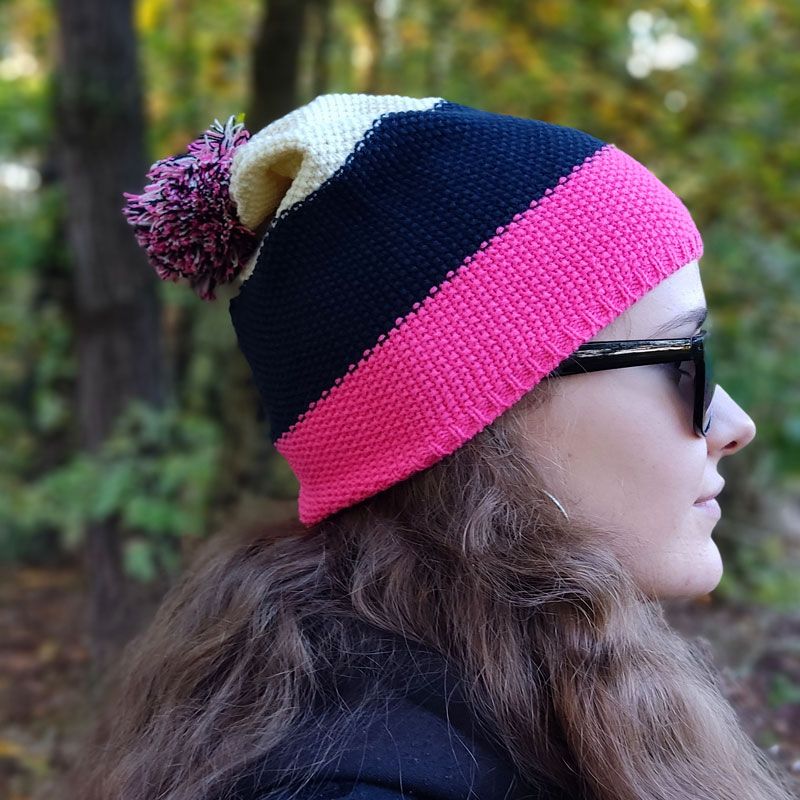 Czapka damska zimowa z pomponem ciepła beanie