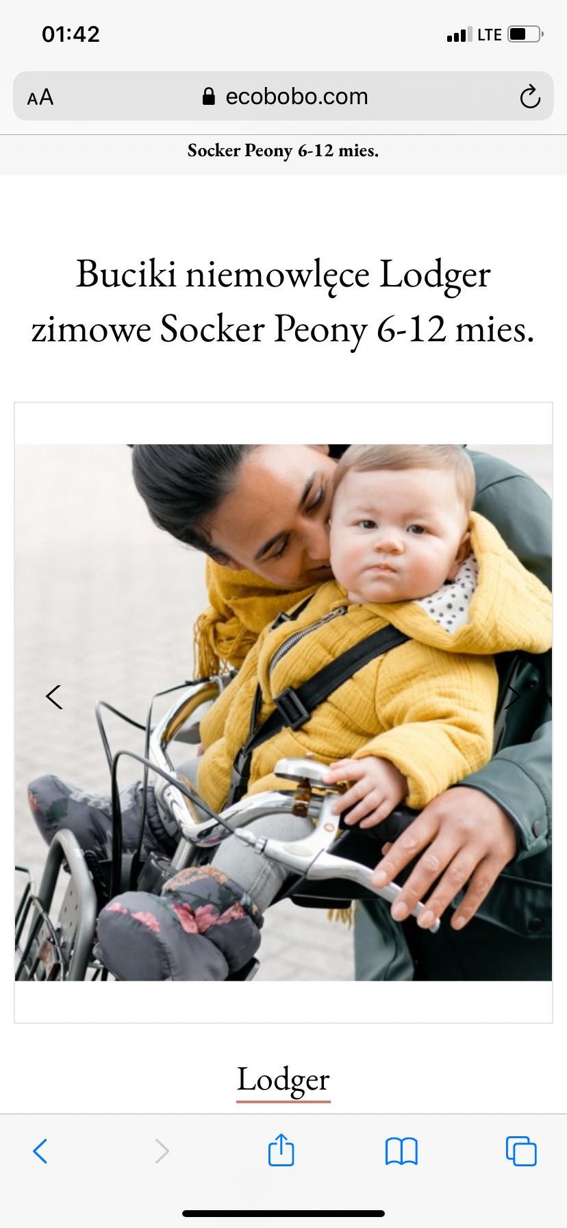 Buciki niemowlęce Lodger zimowe Socker Peony 6-12 miesIęcy