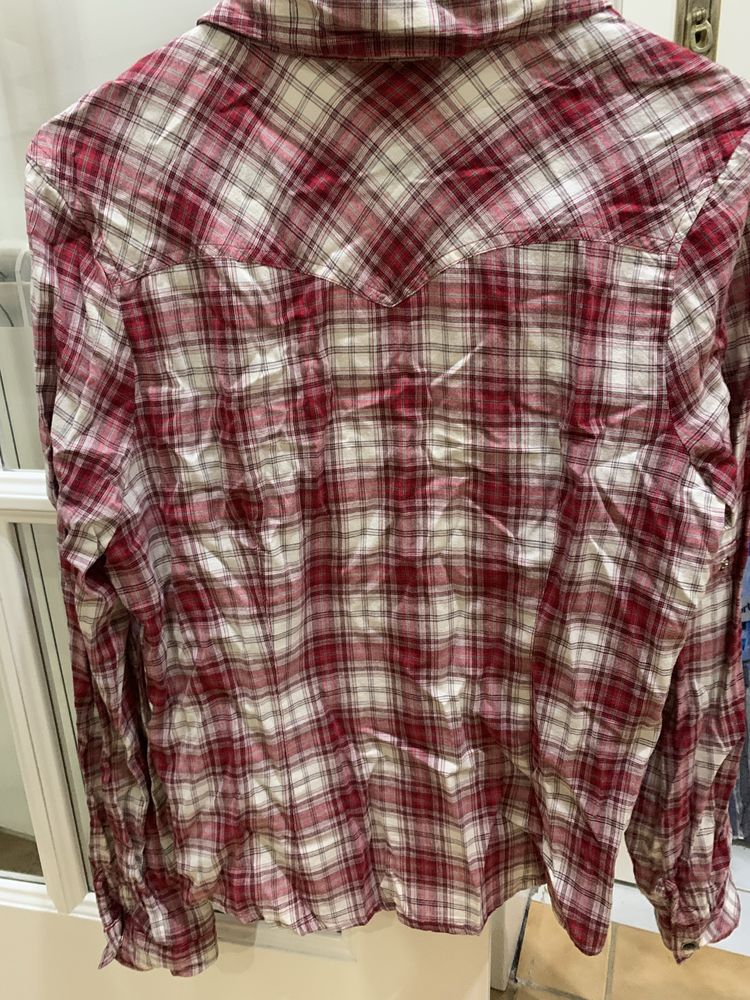 Camisa mulher “Yessica” tamanho 38 tipo xadrez vermelha/branca