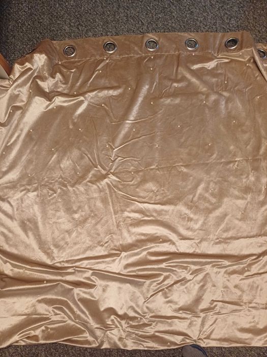 2 zasłony beżowe Home and You z perełkami