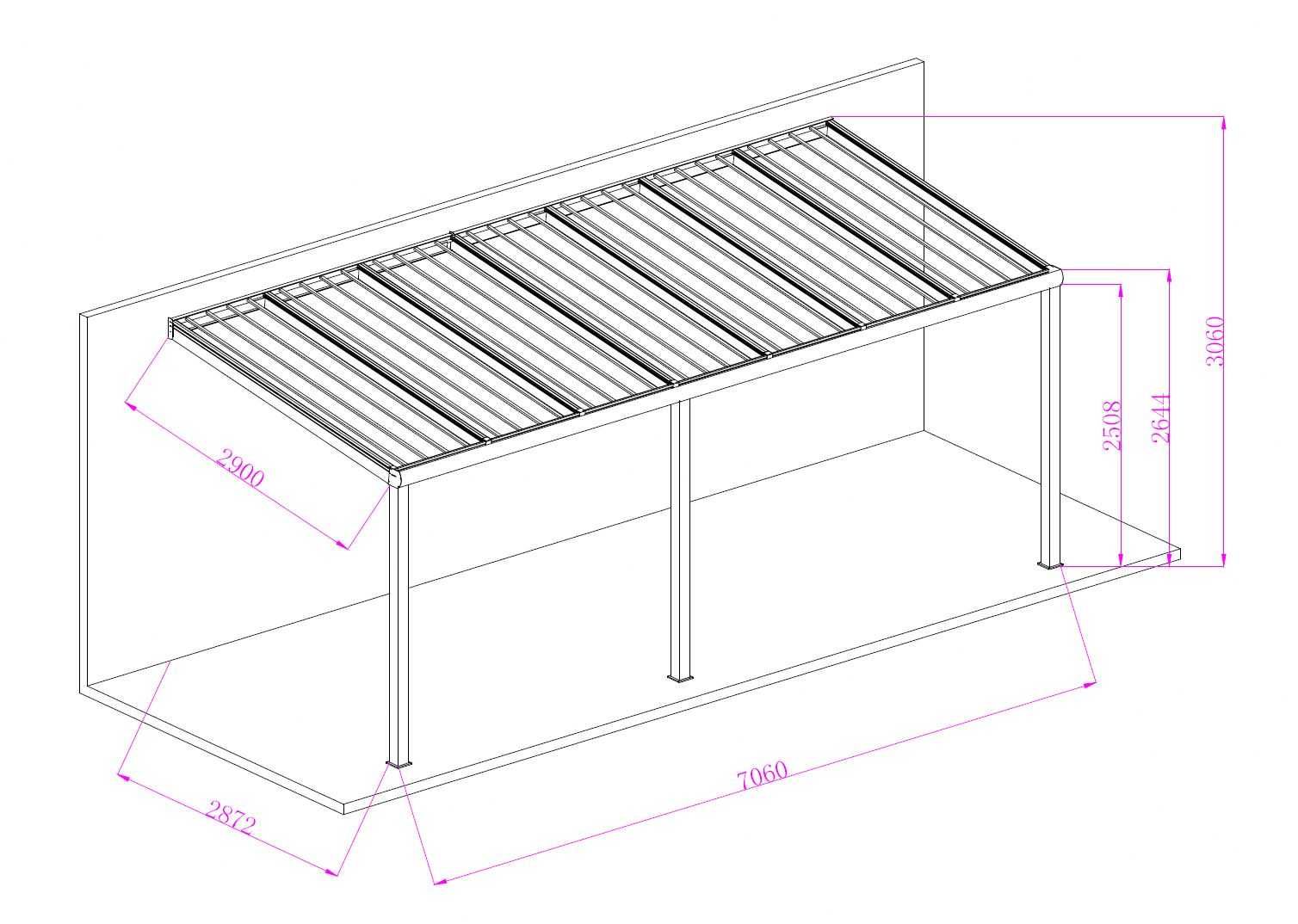 Zadaszenie aluminiowe PRO z dachem poliwęglanowym 300x706 m