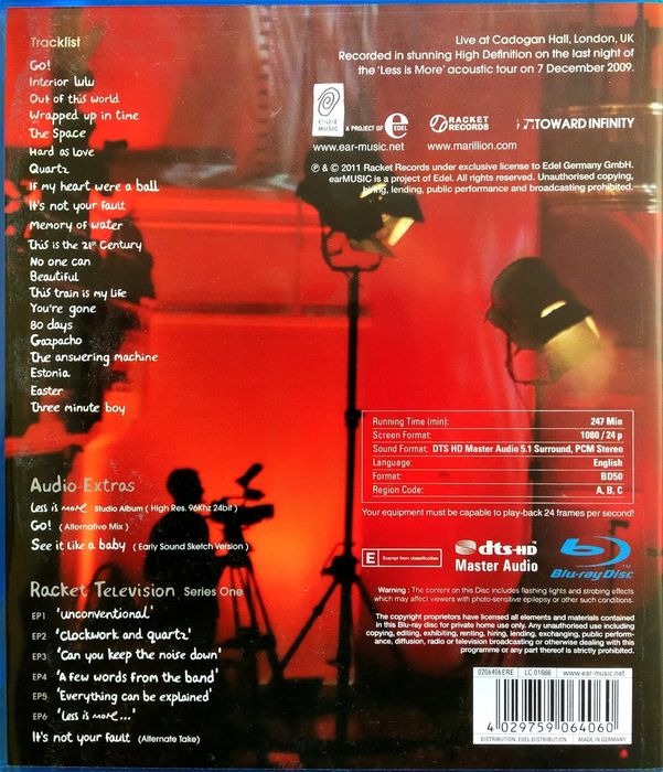 Marillion "Live From Cadogan Hall. " Blu ray