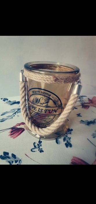Szklana latarnia lampion art deco vintage retro 17 cm