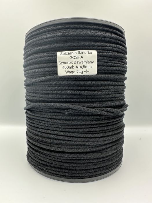 Sznurek Bawełniany 4mm Cotton 400mb Makrama GOSHA Czarny