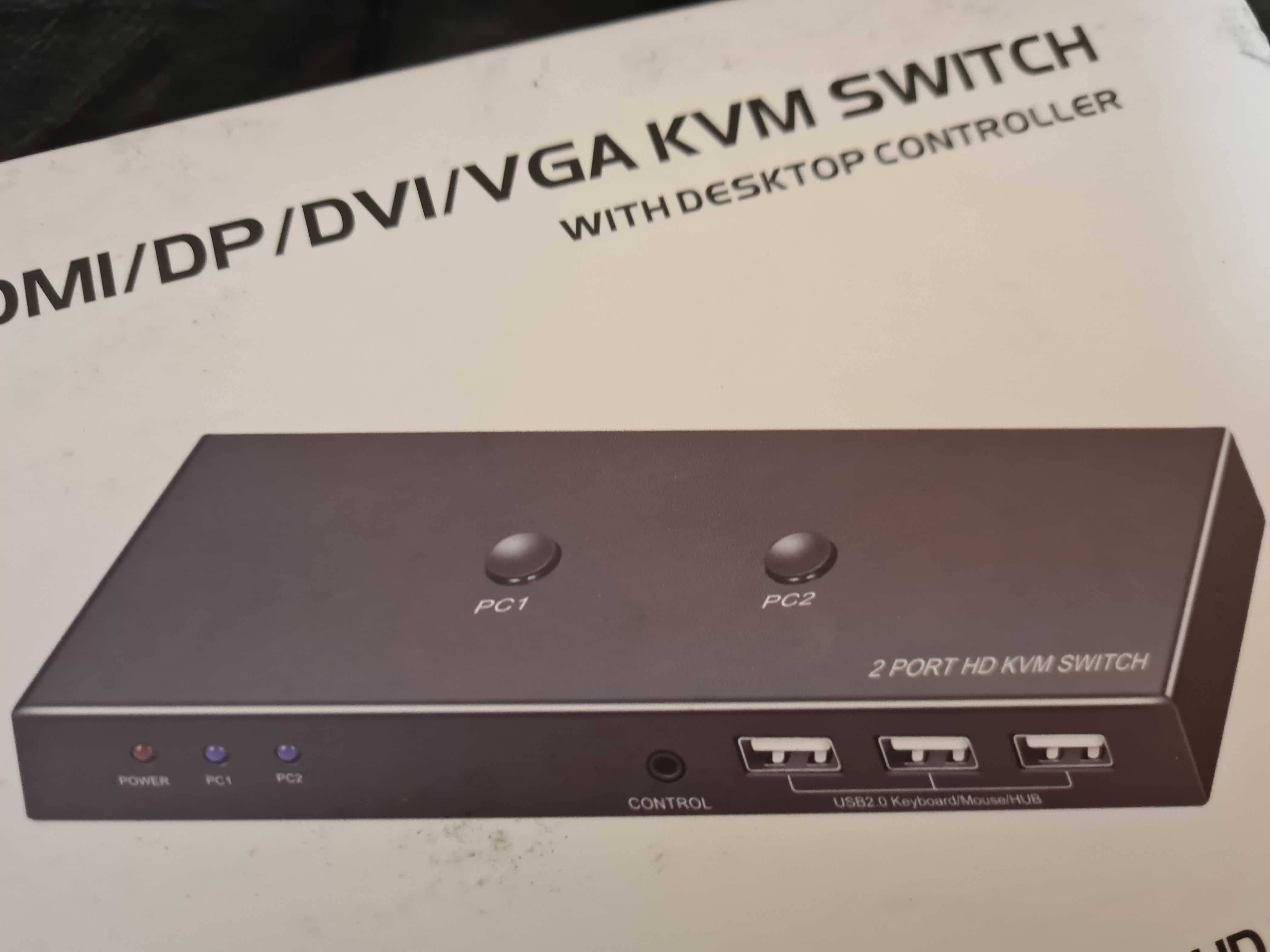 Przełącznik switch KVM HDMI 2 Port, UHD 4K 60Hz YUV RGB HDCP 2.3, USB