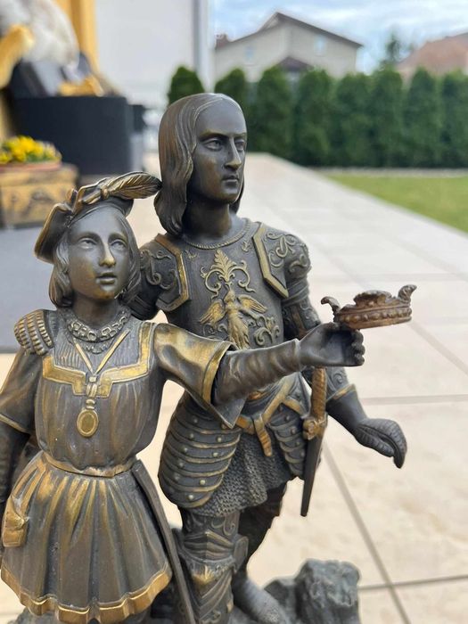 Zegar kominkowy brąz antyk XIXw Francja sygnowany 52cm prezent