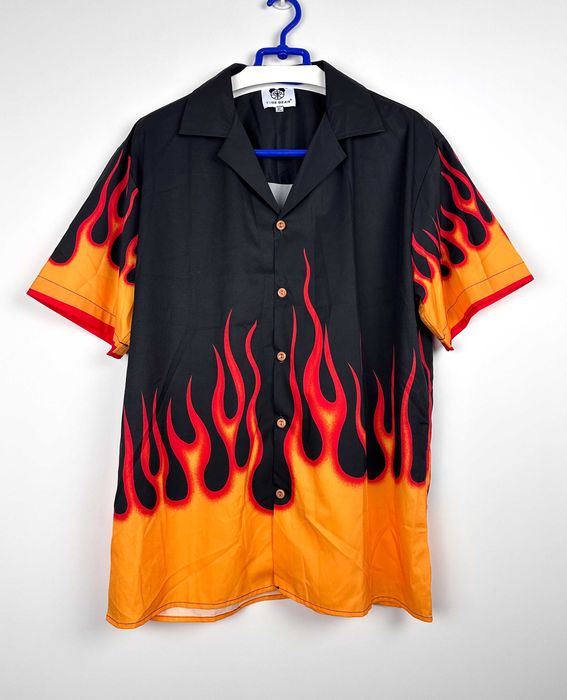 Koszula w płomienie flames retro skate vintage r. XL