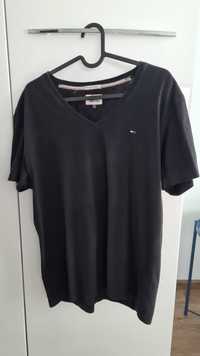 T-shirt koszulka Tommy Hilfiger serek v neck L czarna bawełniana