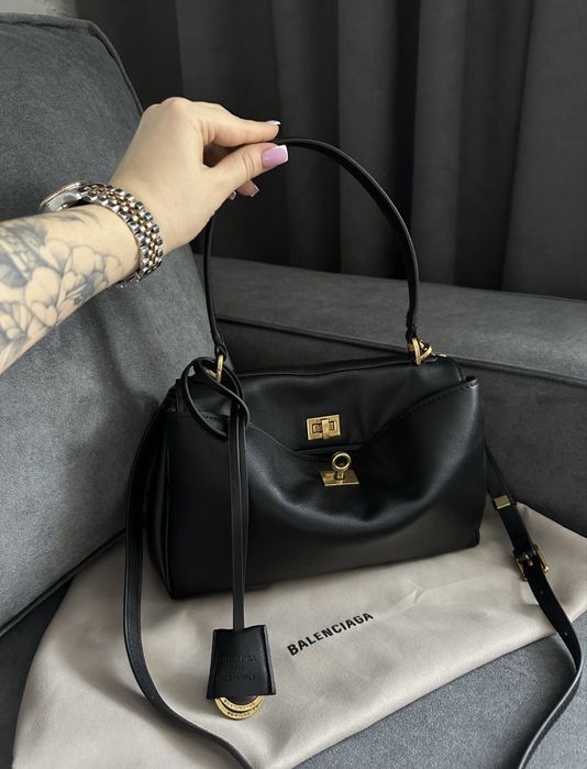 Сумка Balenciaga Rodeo black/ cold premium, беленсіага