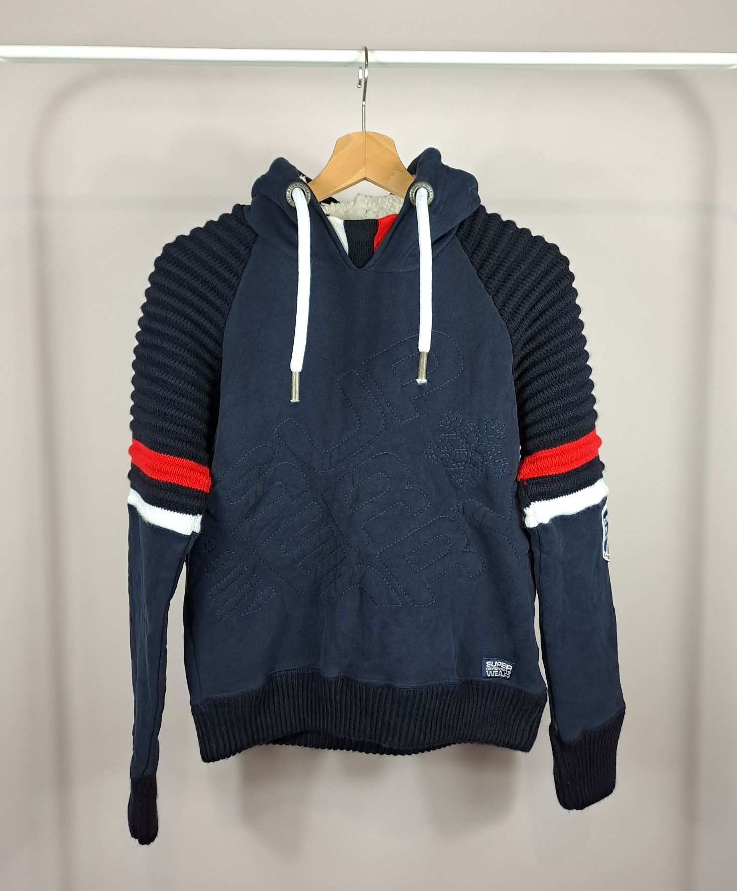Męska damska bluza Superdry Winter Sports hoodie r.S z futerkiem gruba