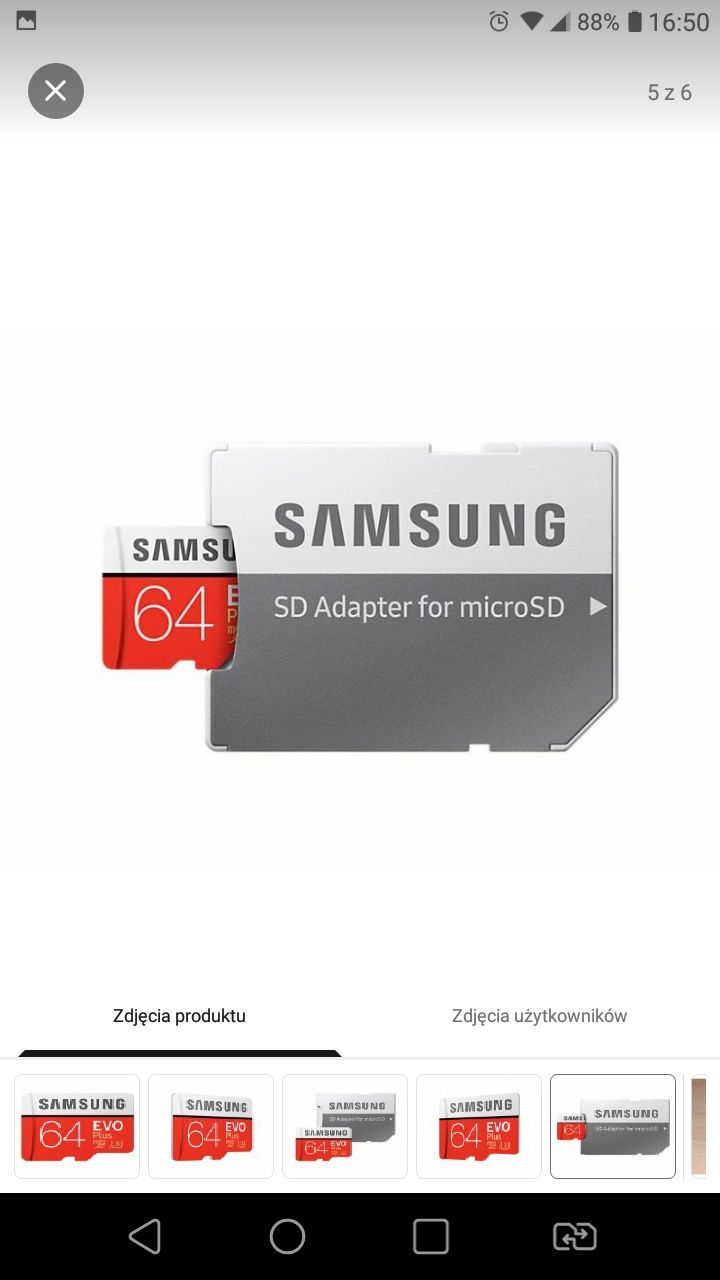 Samsung 64GB microSDXC Evo Plus zapis80MB/s odczyt100MB/s bardzo szyb