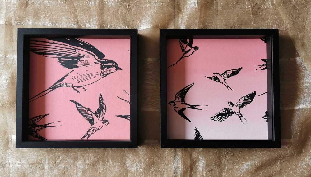 Quadros decoracao motivo andorinhas