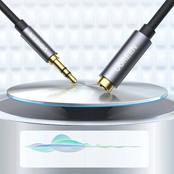 Ugreen przewód kabel przedłużacz AUX 3,5 mm mini jack 1m srebrny (1059